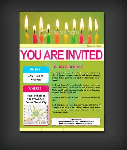 candle light birthday invitation templates