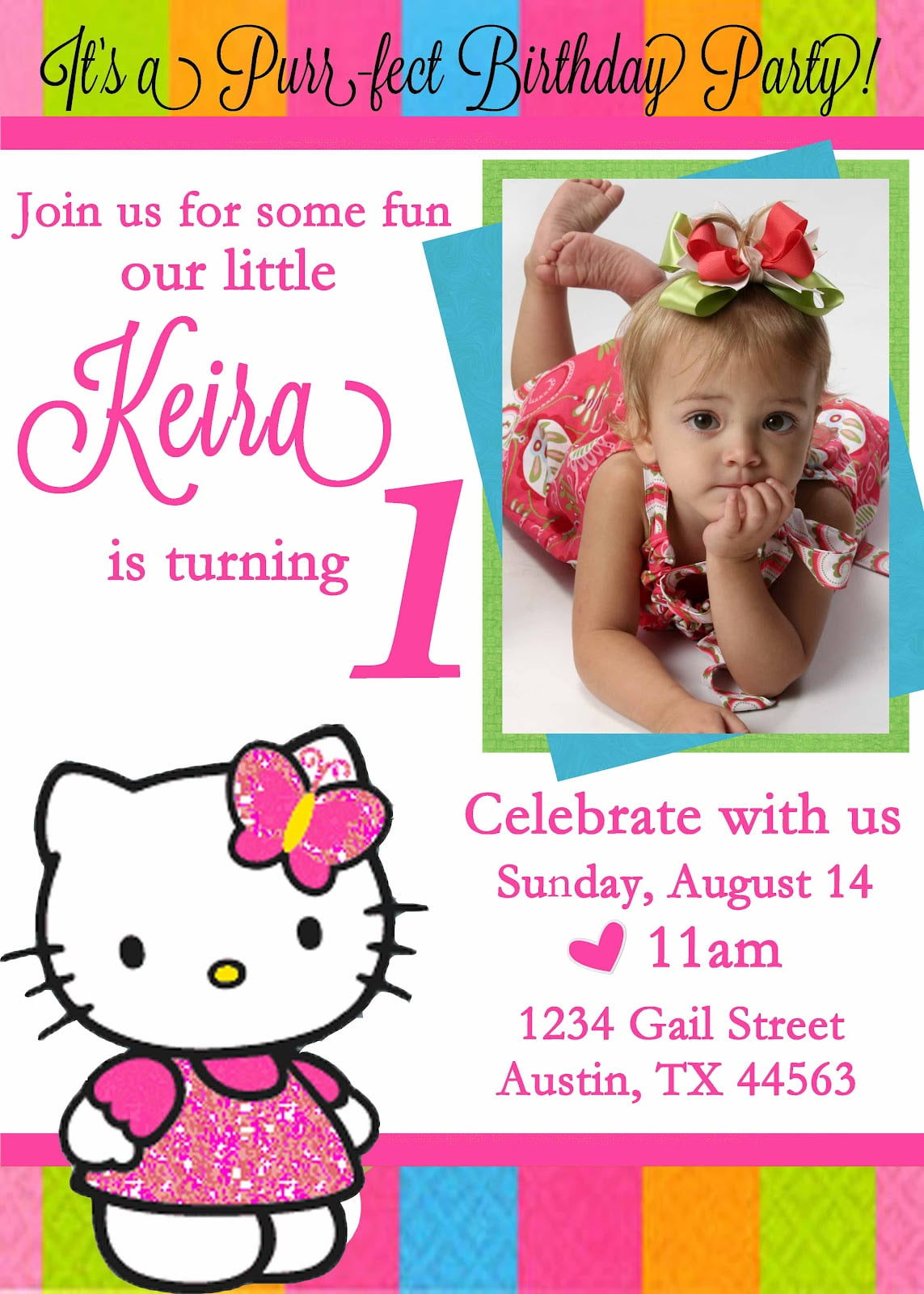 1st Hello Kitty Birthday Invitations
