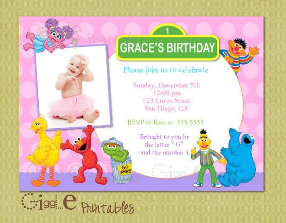 1st Sesame Street Birthday Invitations