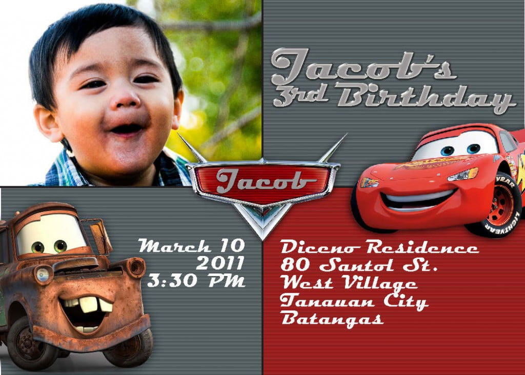 3rd Cars Birthday Invitations