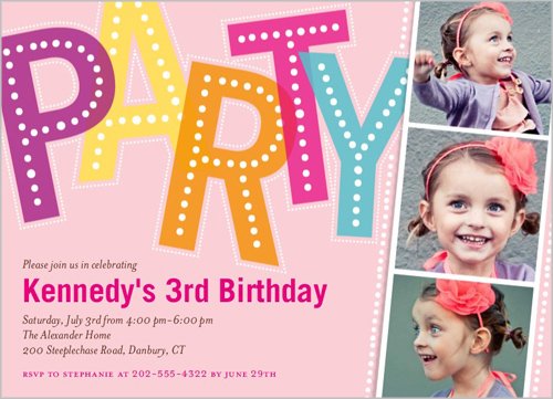 3rd Glitter Girl Birthday Invitations