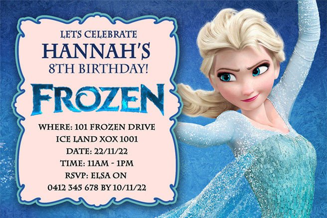8th Frozen Birthday Party Invitations