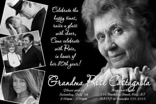 Black and White 80th Birthday Invitations Ideas