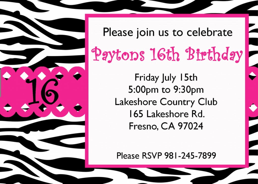 Black and White Sweet 16  Birthday Invitations Templates