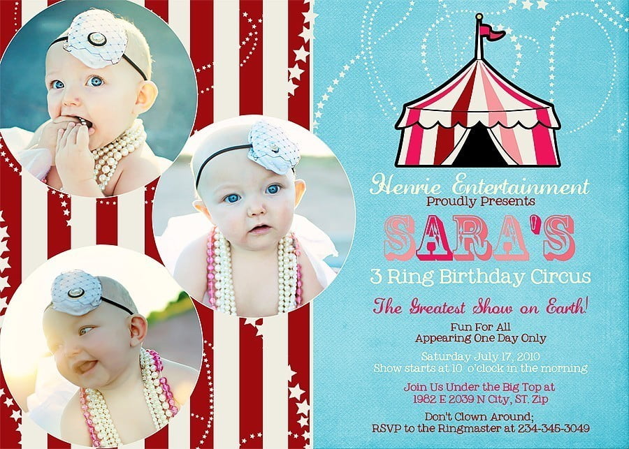 Blue Circus Party Invitation Ideas