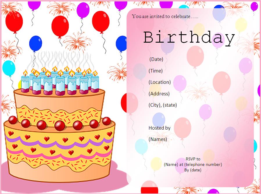 Cake Birthday Party Invitation Template
