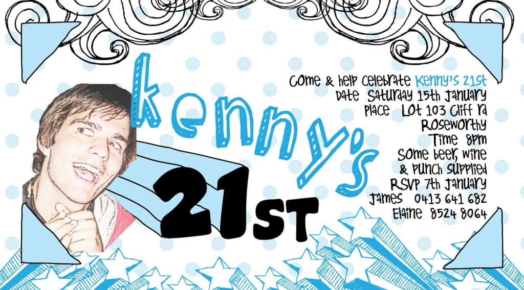 Cartoon 21st Birthday Invitations