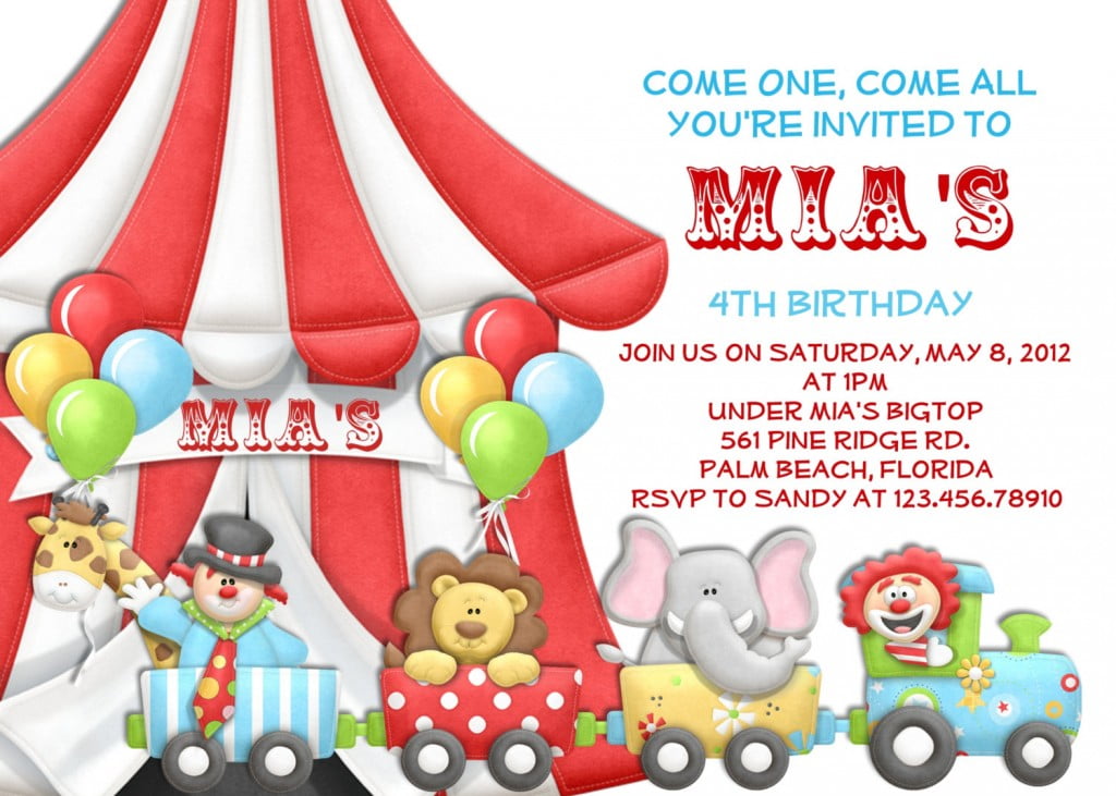 Clown Carnival Birthday Invitations