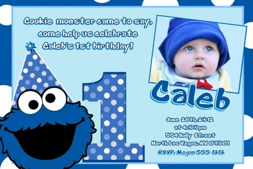 Cookie Monster 1st Birthday Invitation Wording