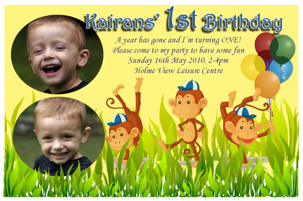 Cute Monkey Birthday Invitations