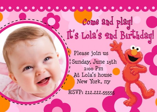 Elmo Birthday Invitations for Girls