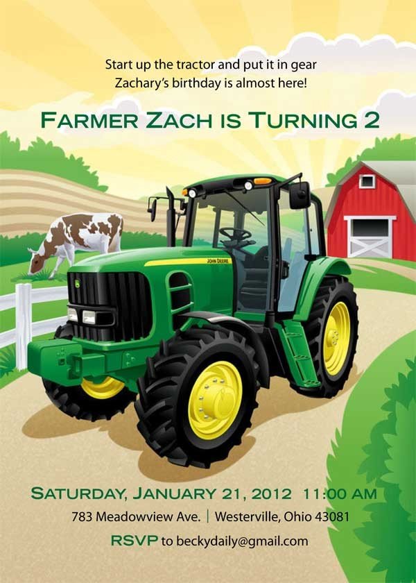 Farm John Deere Birthday Invitation