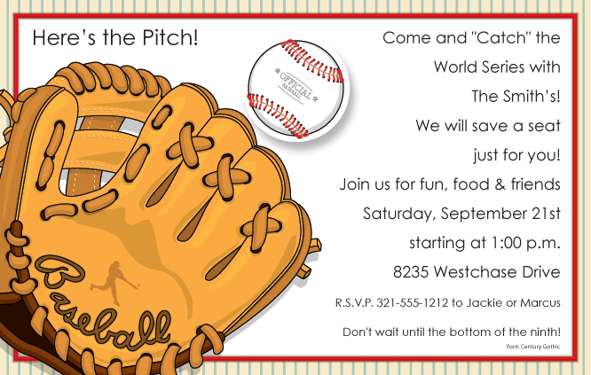 Gloves Baseball Party Invitation Ideas