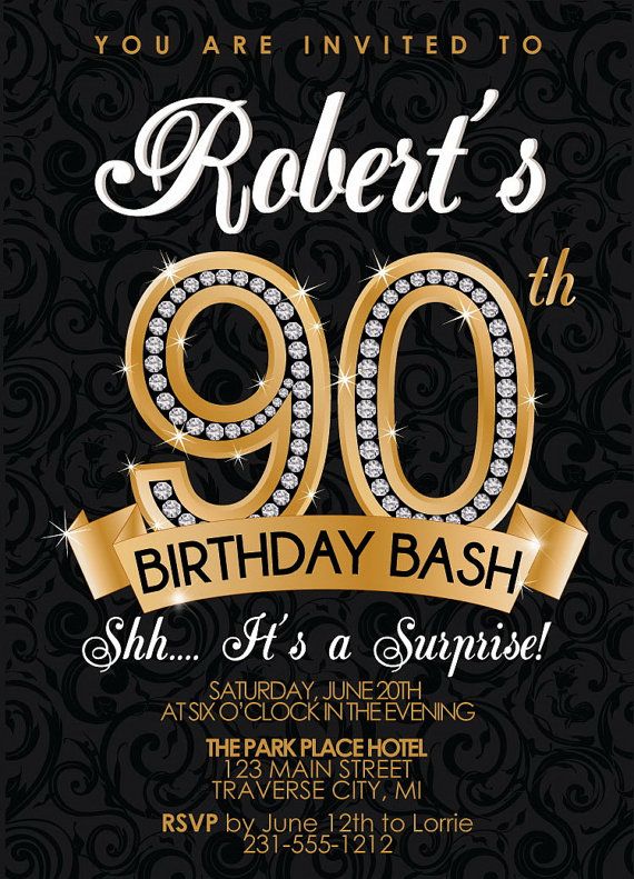 90th Birthday Invitations FREE Printable Birthday Invitation Templates Bagvania