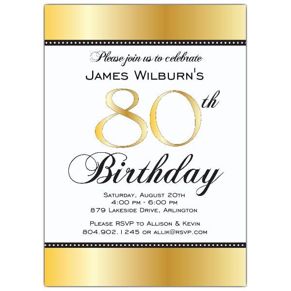 Golden 80th Birthday Invitations Ideas