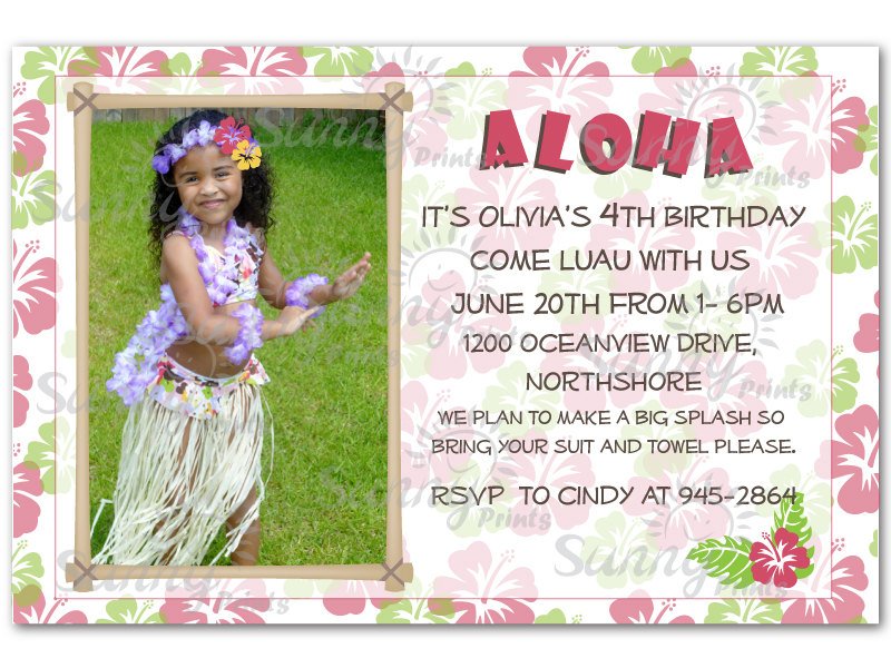 Hula Luau Birthday Party Invitation Wording