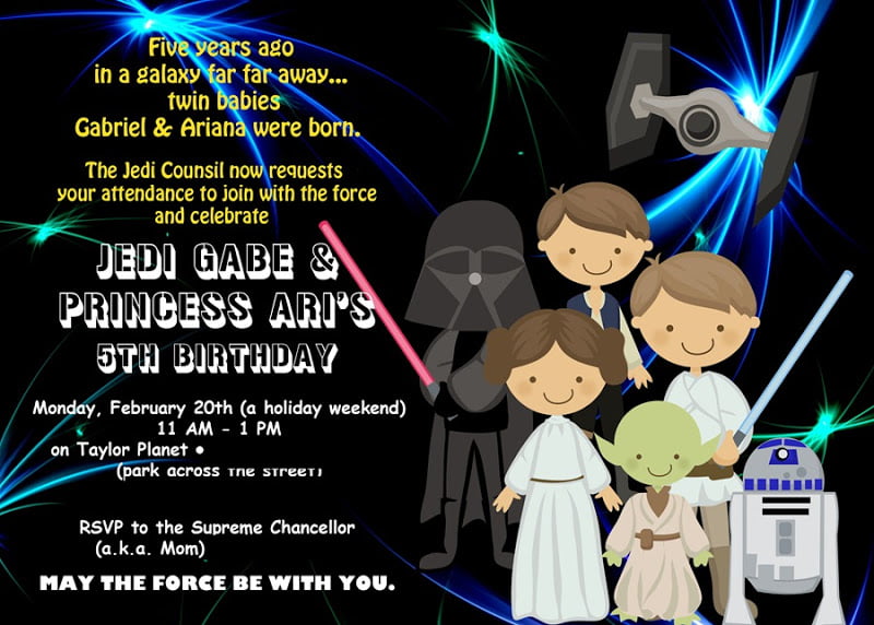 Jedi Star Wars Birthday Invitations