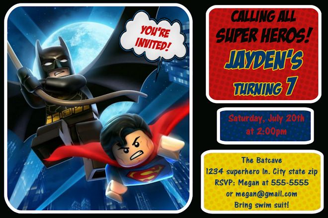 LEGO Batman Birthday Invitations Ideas