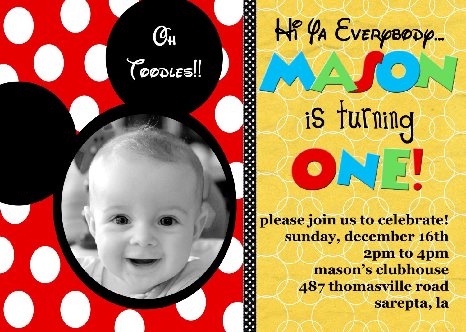 Mickey mouse Custom Birthday Invitations