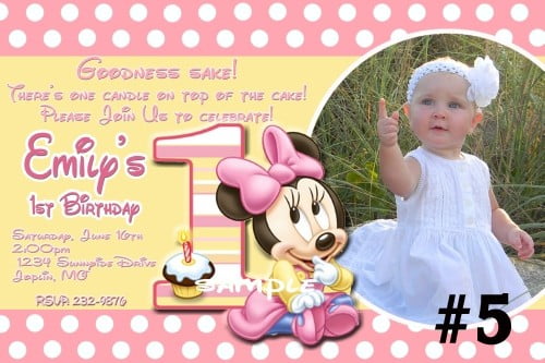 Minnie Mouse 1st Birthday Invitation Wording