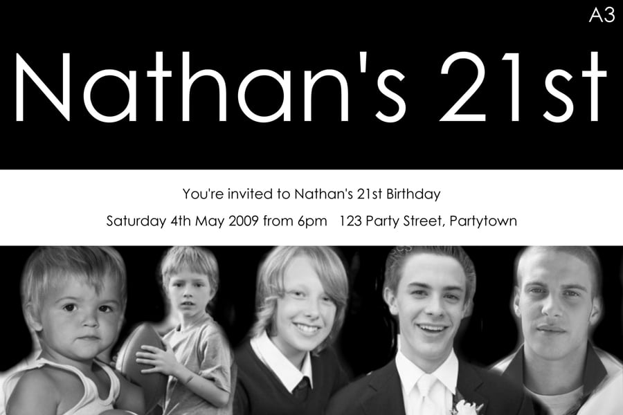 Now and Then 21st Birthday Invitations