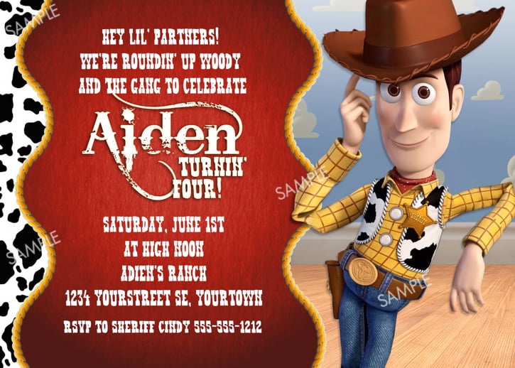 Oldwest Woody Toy Story Birthday Invitations
