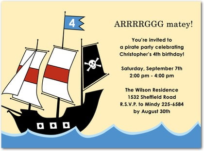 Pirate Ship Pirate Birthday Invitations