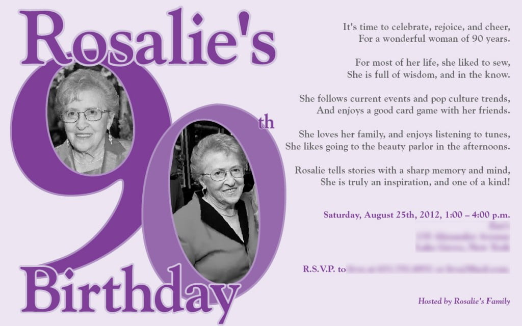 Purple 90th Birthday Invitations