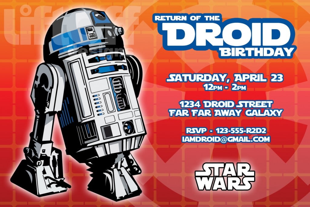 R2 D2 Star Wars Birthday Invitations