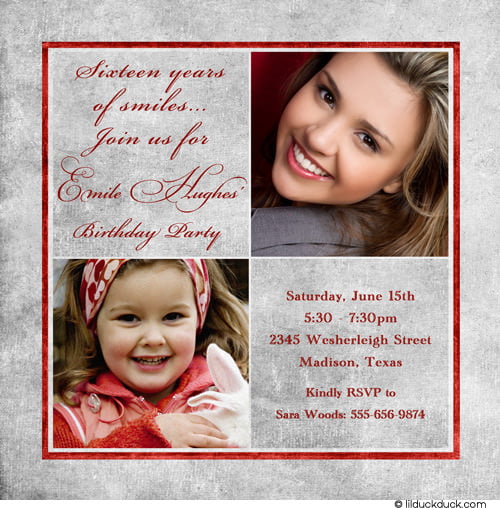 Simple Sweet 16  Birthday Invitations Templates