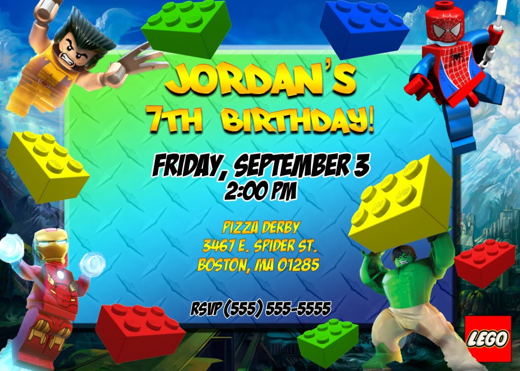 Superhero Lego Birthday Party Invitation