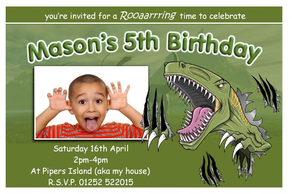 T-Rex Dinosaur Birthday Party Invitations