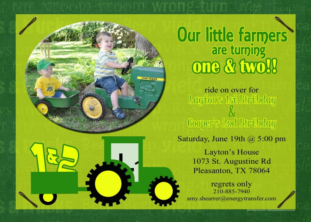 Tractors John Deere Birthday Invitation