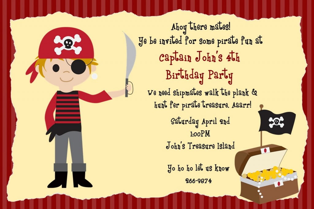 Treasure Hunter Pirate Birthday Invitations