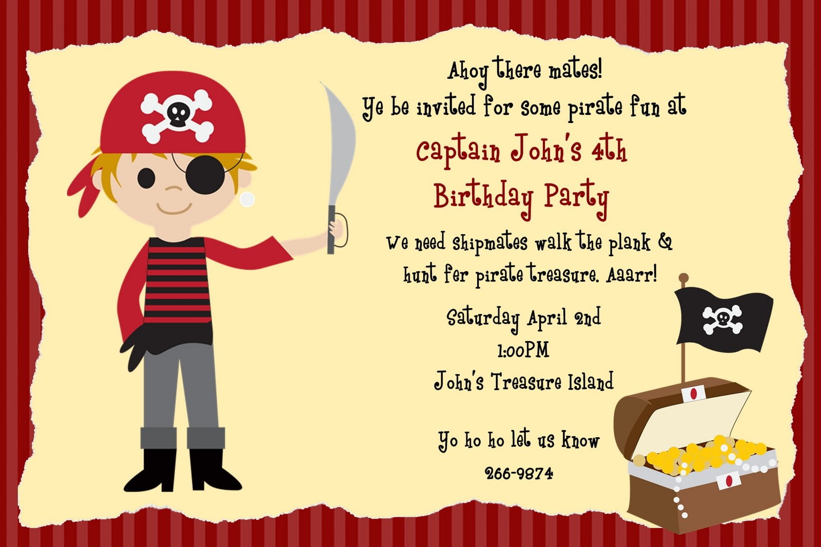 Pirate Birthday Invitations | FREE Printable Invitation Templates ...