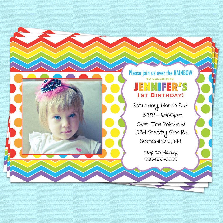 1st Rainbow Birthday Invitations Ideas