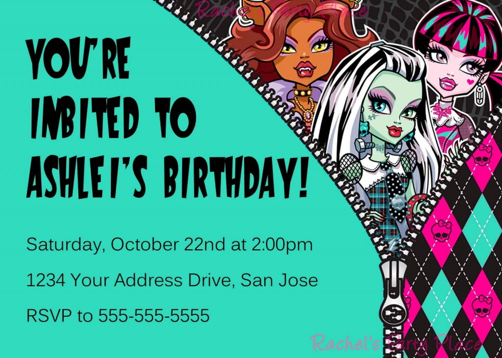 5th Monster High Birthday Invitations Ideas