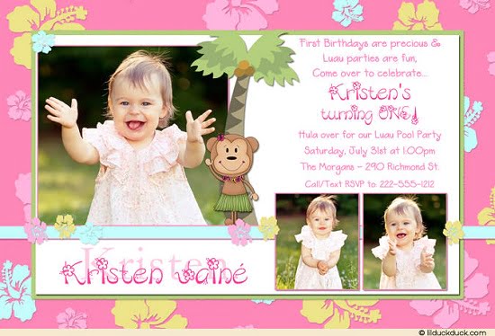 Baby soft luau birthday invitations