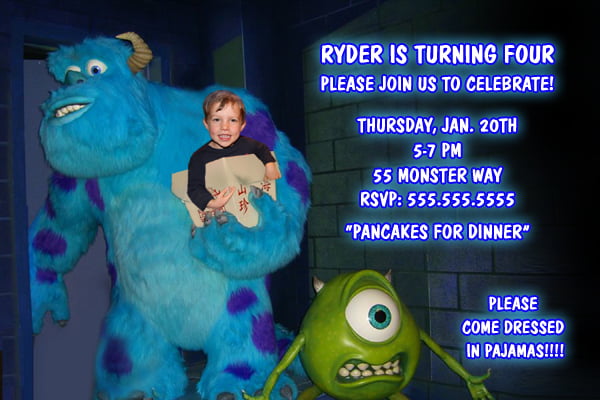 Creative Creation monsters inc birthday invitations