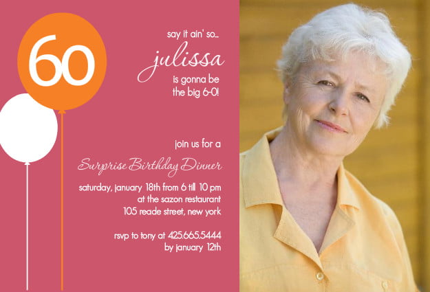 Dusty Rose 60th birthday party invitations