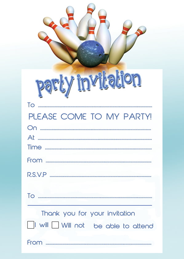 Free printable bowling birthday party invitations