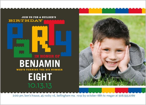 LEGO Boy Birthday Invitations Ideas