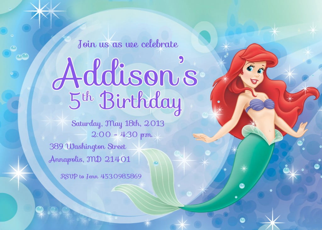Pearl Ariel Mermaid Birthday Invitations