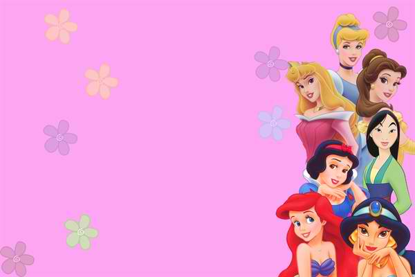 Pink Template Disney Princess Birthday Invitations