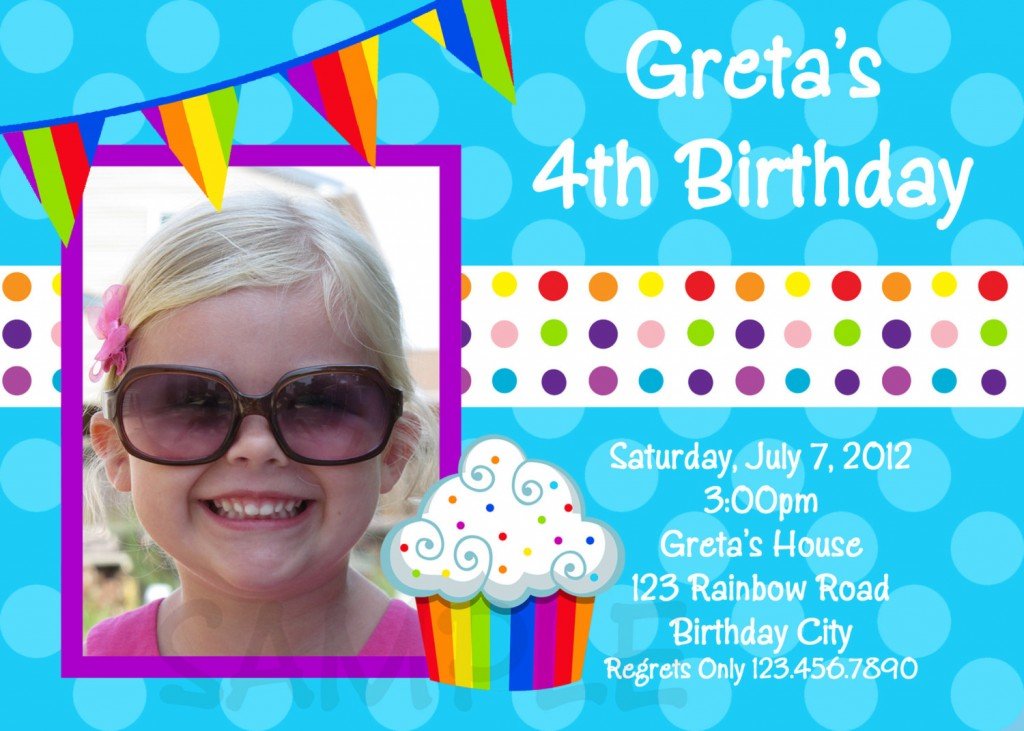 Simple Blue Rainbow Birthday Invitations Ideas