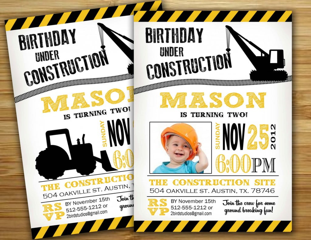 Simple Construction Birthday Invitations