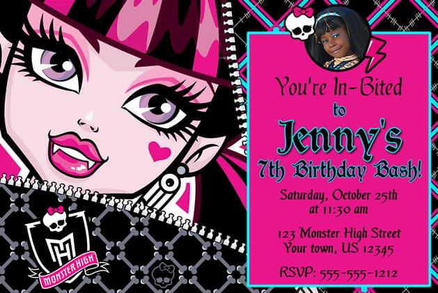 Simple Monster High Birthday Invitations Ideas