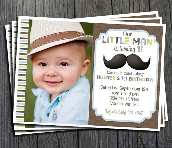 Simple Mustache Birthday Invitations