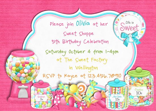 Sweet sixteen candyland birthday invitations