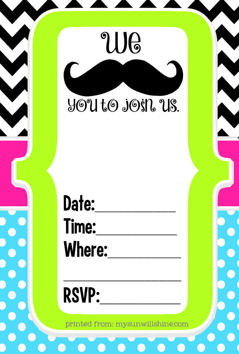 Template Mustache Birthday Invitations Free